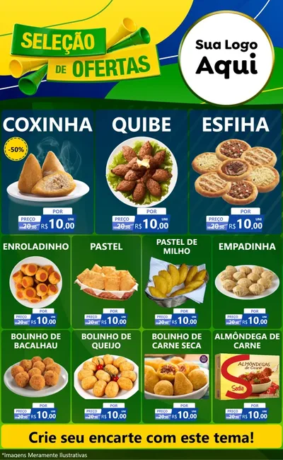 Modelo de Encarte para Encarte Grande com o tema Seleção de Ofertas - Copa para Salgadaria