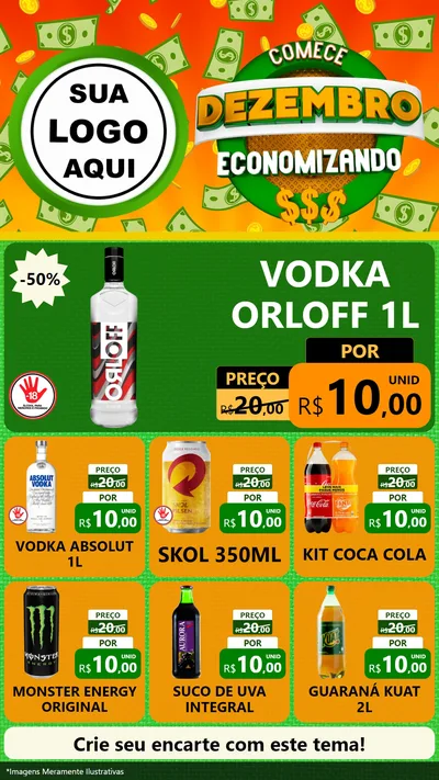 Modelo de Rede Social para Stories com o tema Comece Dezembro Economizando para Distribuidora de bebidas