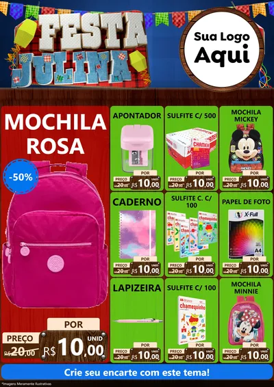 Modelo de Encarte para Encarte A4 Vertical com o tema Festa Julina para Papelaria