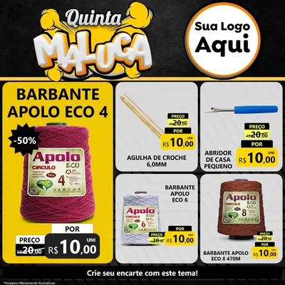 Modelo de Rede Social para Feed Facebook com o tema Quinta Maluca para Armarinho e Aviamentos