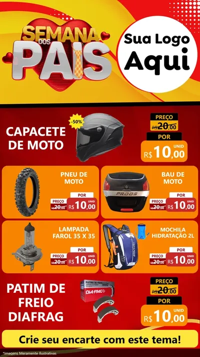 Modelo de TV para TV Vertical com o tema Semana Dos Pais para Moto peças