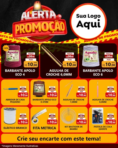 Modelo de Rede Social para Feed Instagram com o tema Alerta de Promoção para Armarinho e Aviamentos