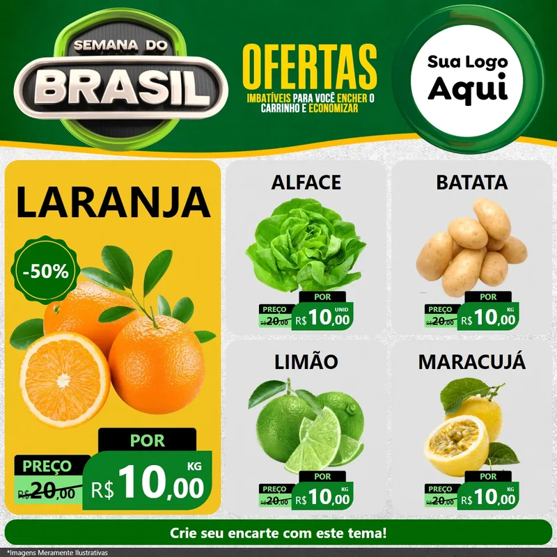 Modelo de Rede Social para Feed Facebook com o tema Semana do Brasil para Hortifrúti