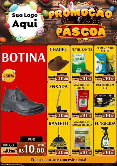 Modelo de Encarte para Encarte A4 Vertical com o tema Promoção Páscoa para Agropecuária