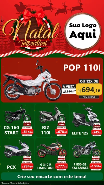 Modelo de Rede Social para Stories com o tema Natal Imperdível para Concessionaria de Motos