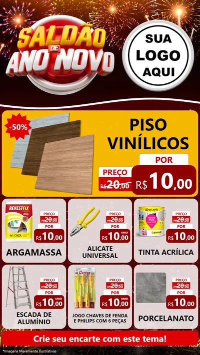 Modelo de Rede Social para Stories com o tema Saldão de Ano Novo para Material para Construção