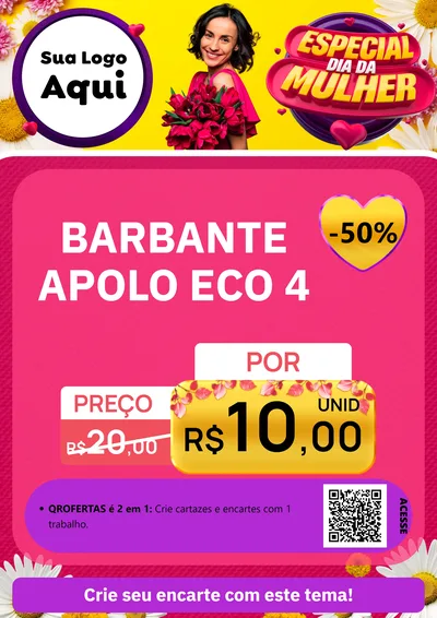 Modelo de Cartaz para Cartaz A4 Vertical com o tema Especial Dia da Mulher para Armarinho e Aviamentos