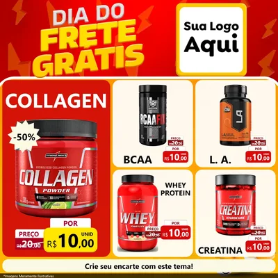 Modelo de Rede Social para Feed Facebook com o tema Dia do Frete Grátis para Suplementos alimentares