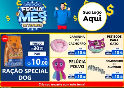 Modelo de Encarte para Encarte A4 Horizontal com o tema Operação Fecha Mês Setembro para Pet Shop