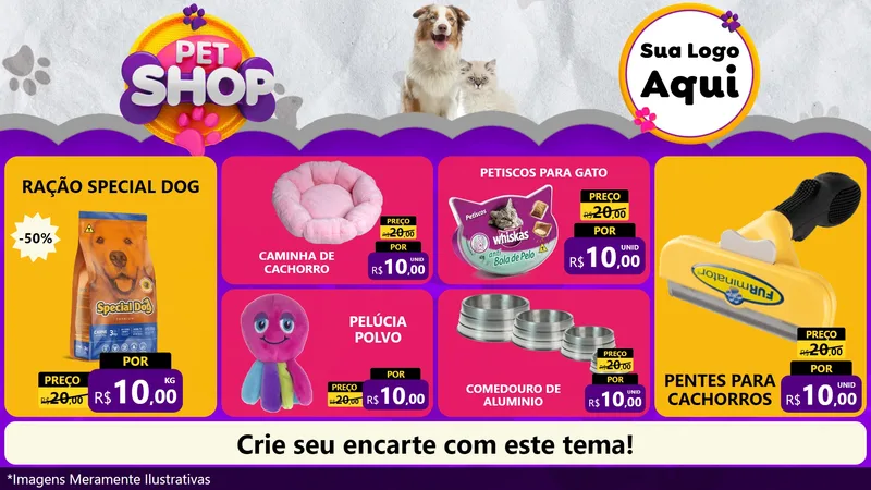 Modelo de TV para TV Horizontal com o tema Pet Shop para Pet Shop