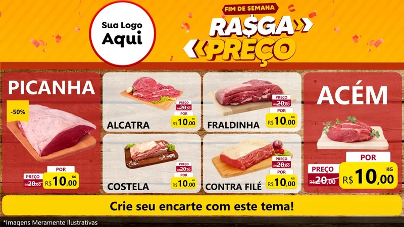 Modelo de TV para TV Horizontal com o tema Fim de Semana Rasga Preços para Açougue