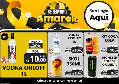 Modelo de Encarte para Encarte A4 Horizontal com o tema Setembro Amarelo para Distribuidora de bebidas