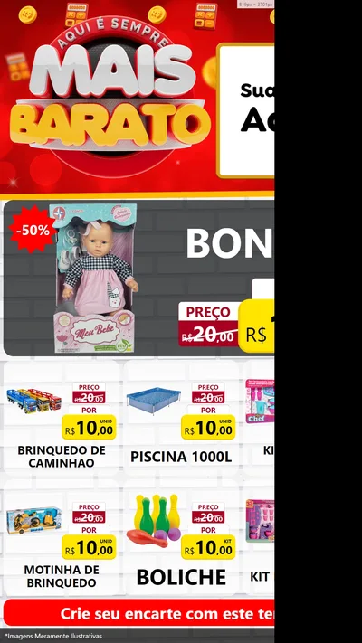 Modelo de Rede Social para Stories com o tema Mais Barato para Brinquedos