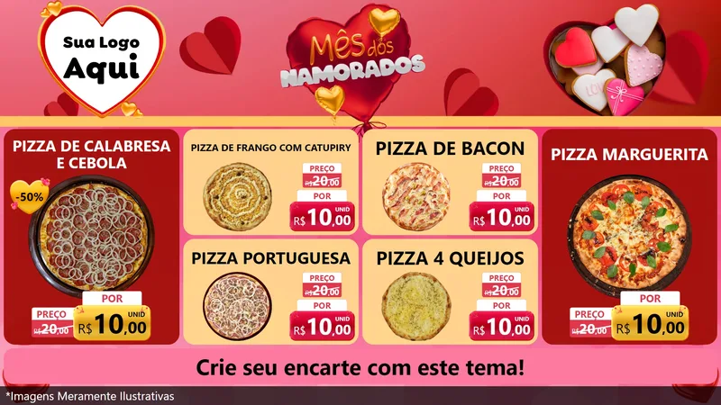 Modelo de TV para TV Horizontal com o tema Mês dos Namorados para Pizzaria