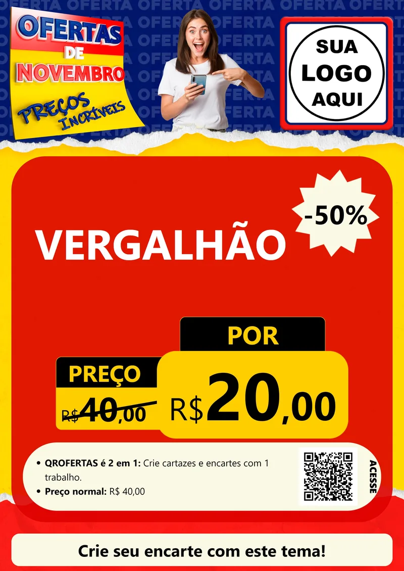 Modelo de Cartaz para Cartaz A4 Vertical com o tema Ofertas de Novembro - Preços Incríveis para Ferragens