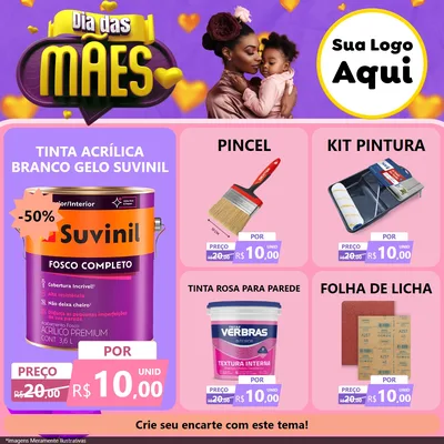 Modelo de Rede Social para Feed Facebook com o tema Dia das Mães para Tintas e Ferramentas