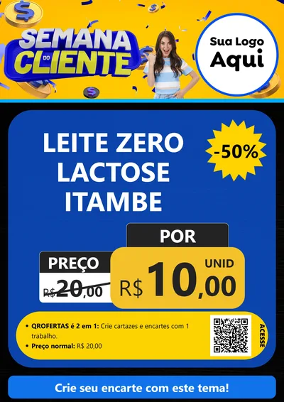 Modelo de Cartaz para Cartaz A4 Vertical com o tema Semana do Cliente para Frios e Laticínios