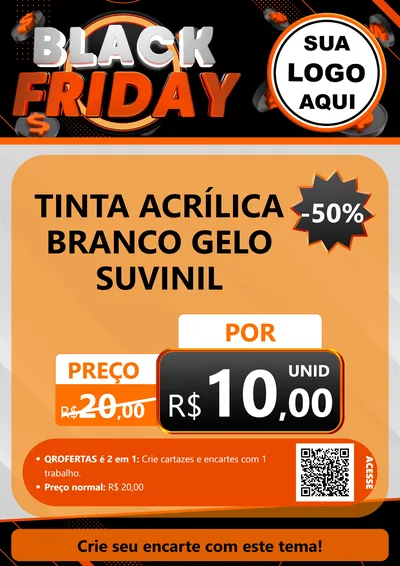 Modelo de Cartaz para Cartaz A4 Vertical com o tema Black Friday para Tintas e Ferramentas