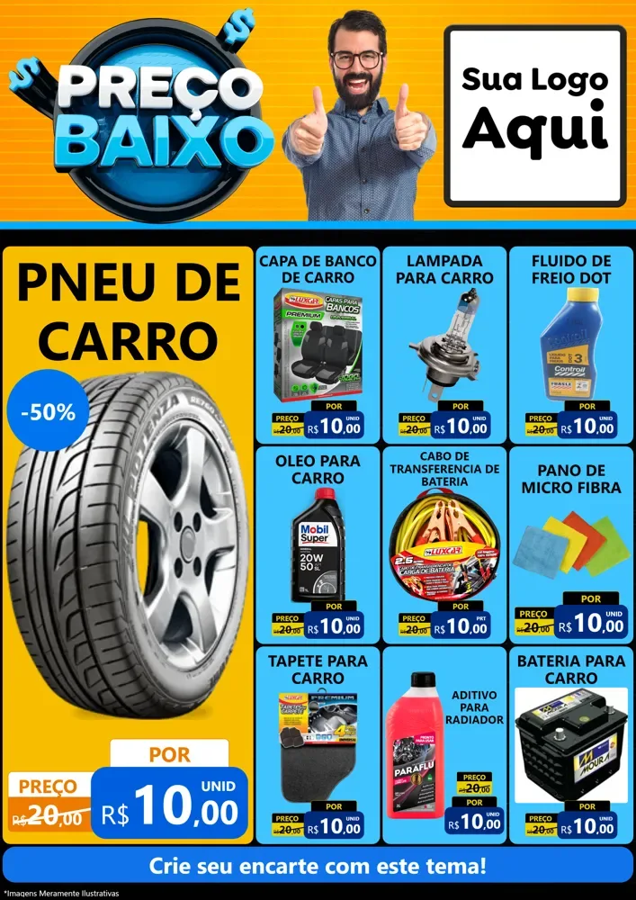 Modelo de Encarte para Encarte A4 Vertical com o tema Preço Baixo para Auto peças