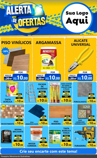 Modelo de Encarte para Encarte Grande com o tema Alerta de Ofertas para Material para Construção