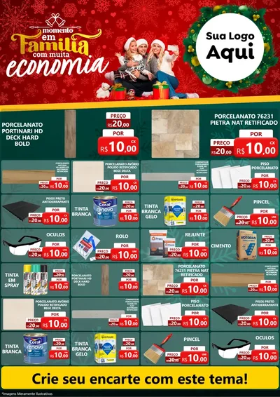 Modelo de Encarte para Encarte A4 Vertical com o tema Momento em Família (Natal) para Pisos e revestimentos