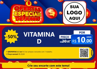 Modelo de Cartaz para Cartaz A4 Horizontal com o tema Ofertas Especiais de Junho para Farmácia