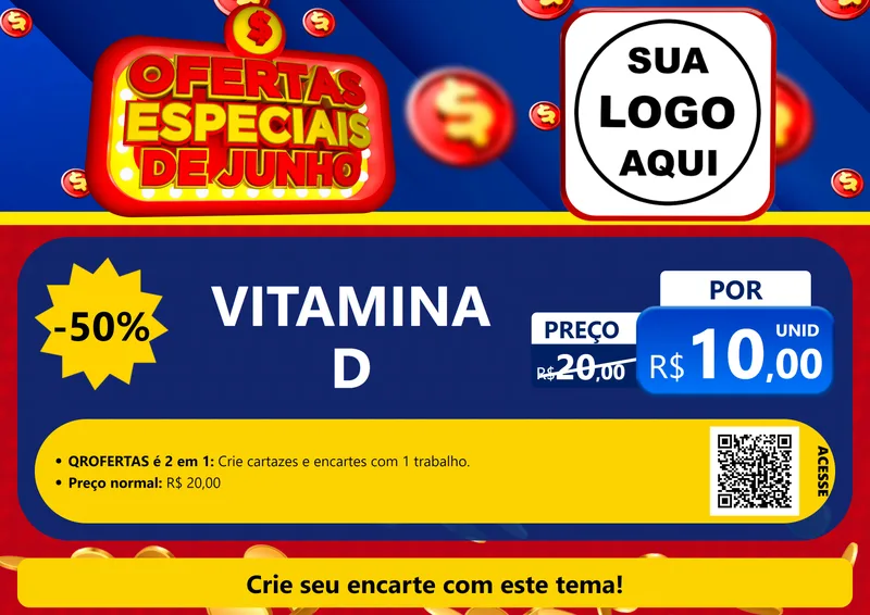 Modelo de Cartaz para Cartaz A4 Horizontal com o tema Ofertas Especiais de Junho para Farmácia