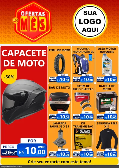 Modelo de Encarte para Encarte A4 Vertical com o tema Ofertas do Mês para Moto peças