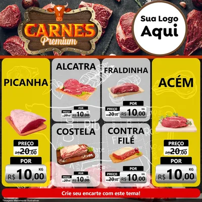 Modelo de Rede Social para Feed Facebook com o tema Carnes Premium para Açougue
