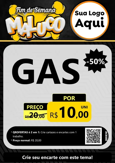 Modelo de Cartaz para Cartaz A4 Vertical com o tema Fim de Semana Maluco para Água e gás