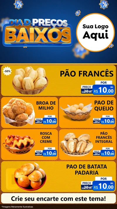Modelo de TV para TV Vertical com o tema Dia D Preço Baixo para Padaria