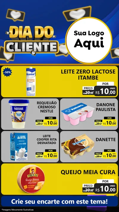 Modelo de TV para TV Vertical com o tema Dia Do Cliente para Frios e Laticínios