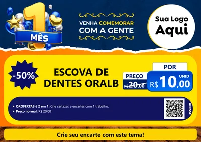 Modelo de Cartaz para Cartaz A4 Horizontal com o tema Um Mês de Aniversário para Higiene Pessoal