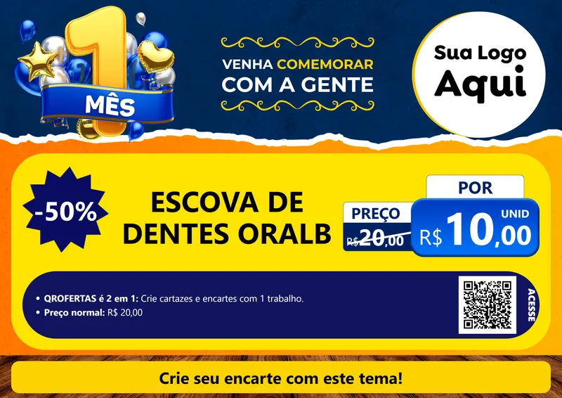 Modelo de Cartaz para Cartaz A4 Horizontal com o tema Um Mês de Aniversário para Higiene Pessoal