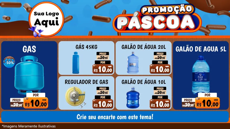 Modelo de TV para TV Horizontal com o tema Promoção Páscoa para Água e gás