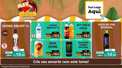 Modelo de TV para TV Horizontal com o tema Play Nas Férias Imperdível para Distribuidora de bebidas