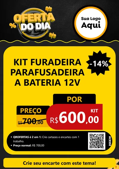 Modelo de Cartaz para Cartaz A4 Vertical com o tema Oferta Do Dia para Maquinas e Ferramentas