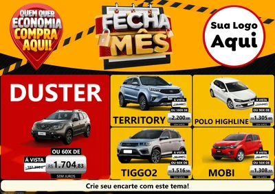 Modelo de Encarte para Encarte A4 Horizontal com o tema Fecha Mês para Concessionaria de Carros