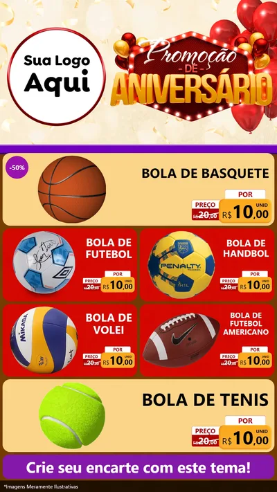 Modelo de TV para TV Vertical com o tema Promoção de Aniversário para Artigos Esportivos