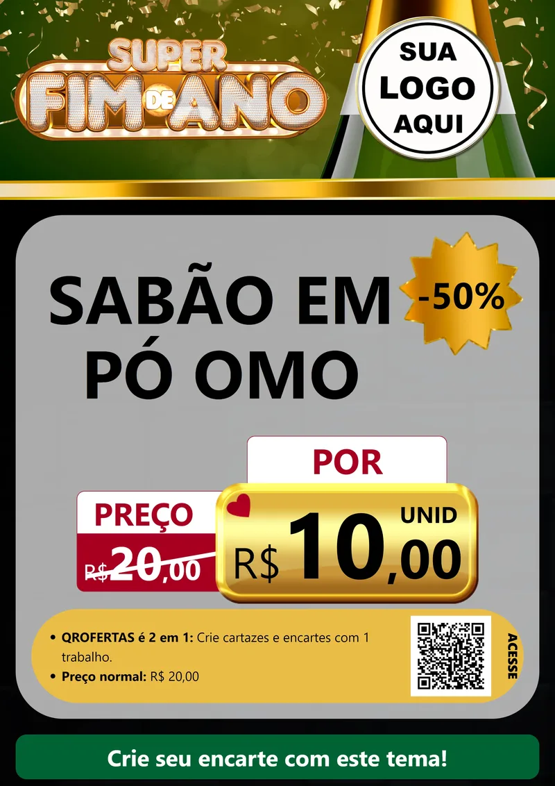 Modelo de Cartaz para Cartaz A4 Vertical com o tema Super Fim de Ano para Produtos de Limpeza