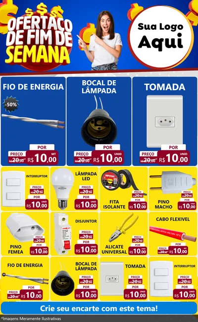 Modelo de Encarte para Encarte Grande com o tema Ofertaço de Fim de Semana para Materiais Elétricos