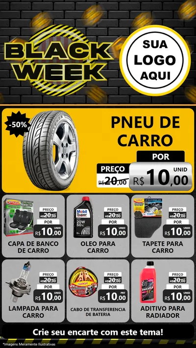 Modelo de Rede Social para Stories com o tema Black Week para Auto peças