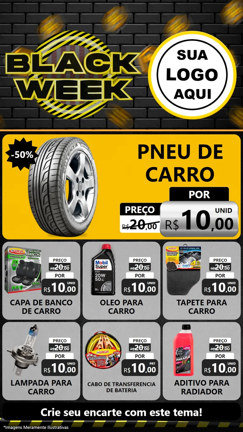 Modelo de Rede Social para Stories com o tema Black Week para Auto peças