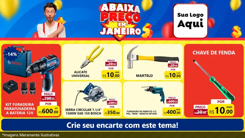 Modelo de TV para TV Horizontal com o tema Abaixa Preço em Janeiro para Maquinas e Ferramentas