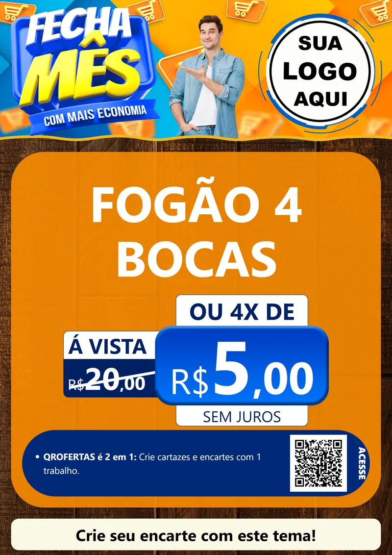 Modelo de Cartaz para Cartaz A4 Vertical com o tema Fecha Mês Com Mais Economia para Móveis e Eletro