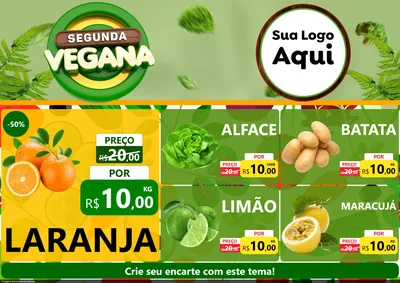 Modelo de Encarte para Encarte A4 Horizontal com o tema Segunda Vegana para Hortifrúti