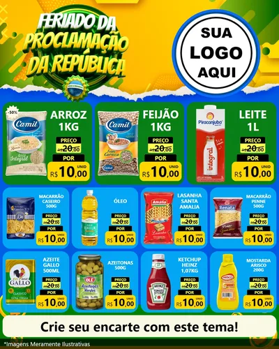 Modelo de Rede Social para Feed Instagram com o tema Feriado da Proclamação da República para Supermercado