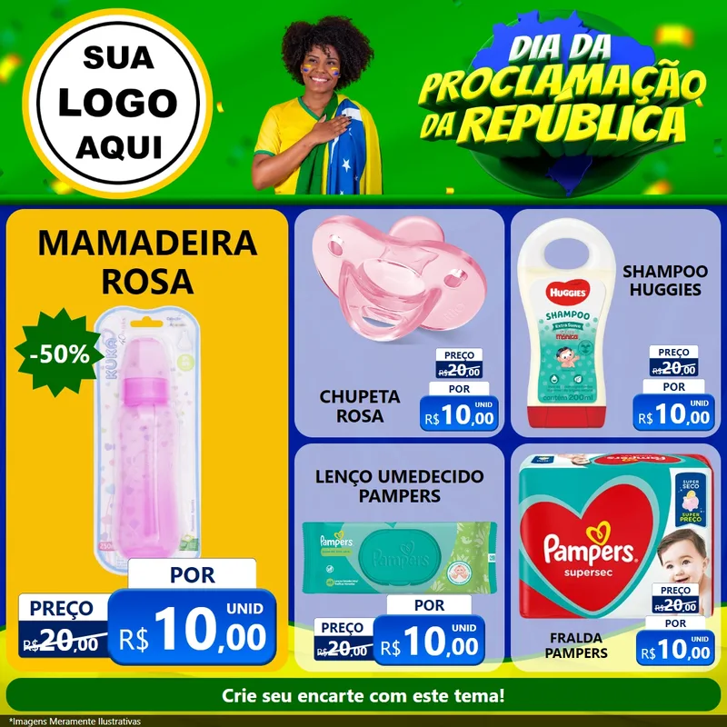 Modelo de Rede Social para Feed Facebook com o tema Dia Da Proclamação Da República para Bebês
