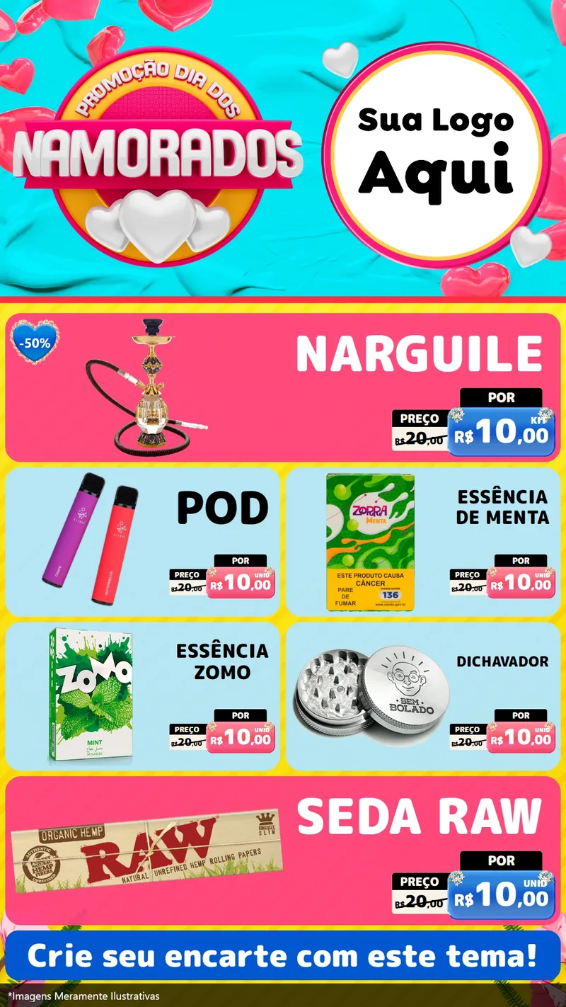 Modelo de TV para TV Vertical com o tema Promoção Dia dos Namorados para Tabacaria
