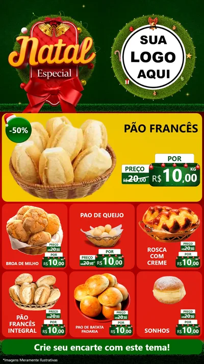 Modelo de Rede Social para Stories com o tema Natal Especial para Padaria